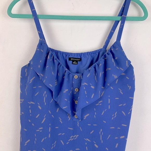 I ❤️ Ronson Periwinkle Blue Ruffle Collar Tank Top Size M - Picture 6 of 8